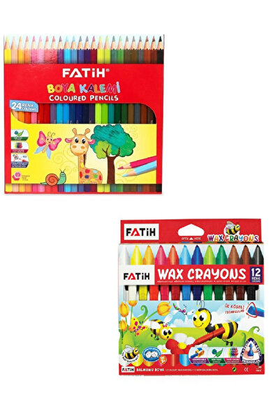 Fatih 24'Lü Kuru Boya Kalemi + Fatih 12'Li Jumbo Mum Boya / 36 Parça Set