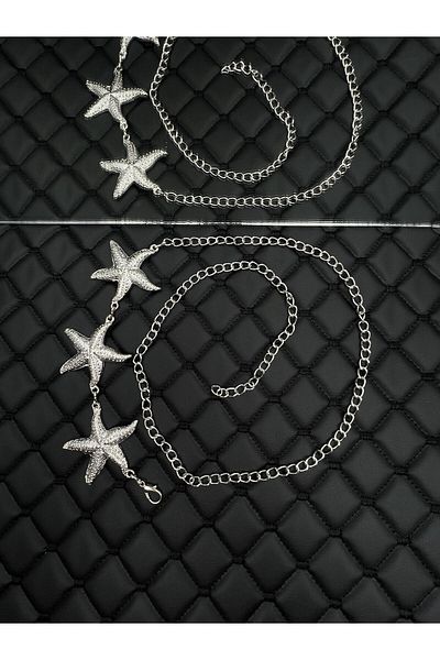 Descoin Silver/Star Accessory Chain Belt,Coat Belt,Women's Belt