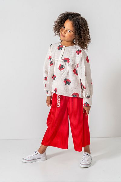 DFN Capri Pleated Trousers Scalloped/Embroidered Blouse/Shirt Gakım