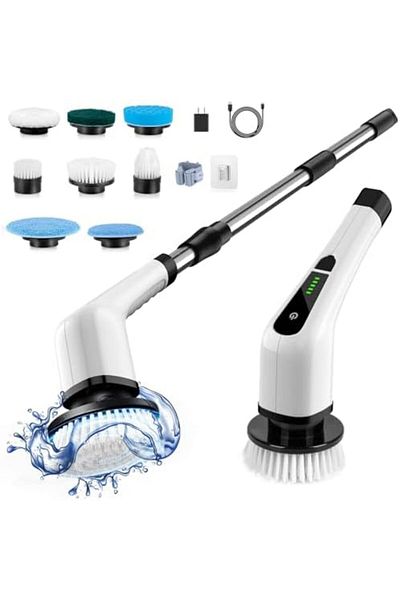Bomves Cordless Electric Spin Scrubber, Electric Cleaning Brush with 8 Replacement Brush Heads, 90Mi