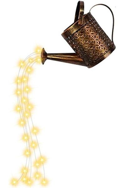 divendi-ro Solar-powered lamp, in the shape of a watering can, with hanging hook, for garden, fence