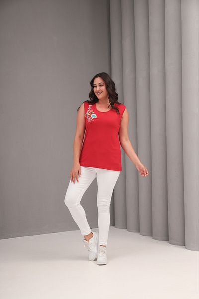Esina Women's Viscose Zero Sleeve Embroidered Blouse