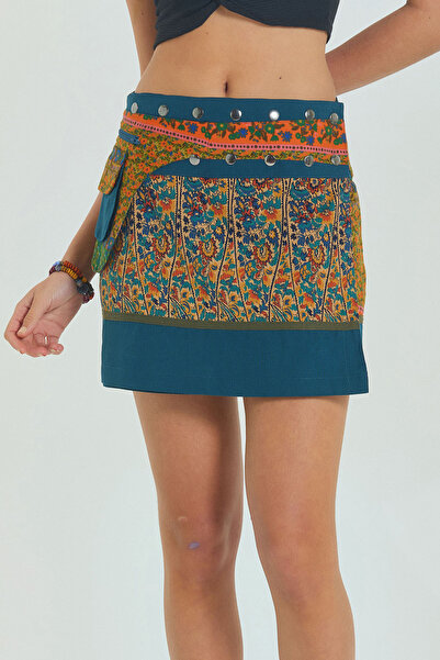Los banditos Fusta mini cu buzunare cu patch floral