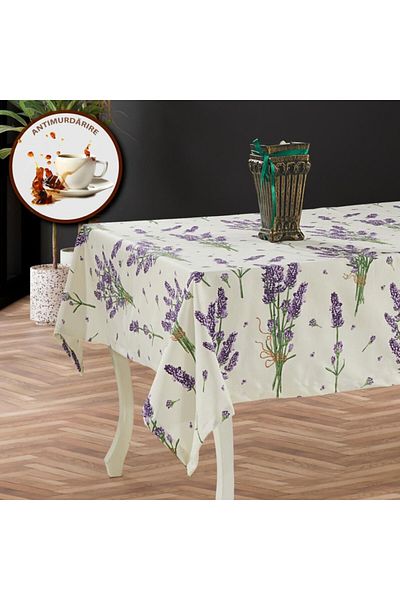 Pucioasa Teflon-coated cotton tablecloth, 160x220cm, lavender