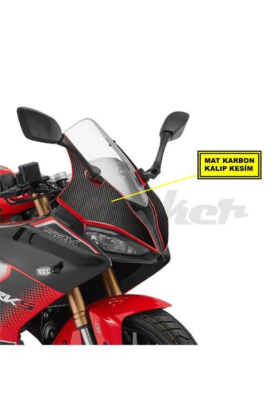 Motiker QJMOTOR RKS SRK125R ÖN KAFA MAT KARBON STİCKER KAPLAMA ETİKET MODELİ