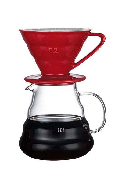 rank Drip set v60, a coffee machine consisting of a funnel 02 and a glass server 03