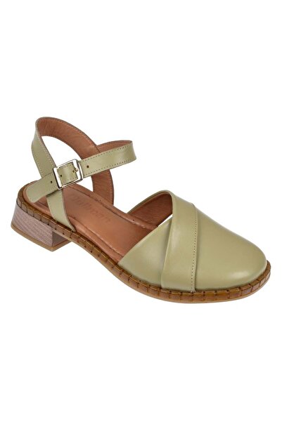 pullman Hakiki Deri Burnu Kapalı Kadın Sanadalet BEL-040 HAKİ