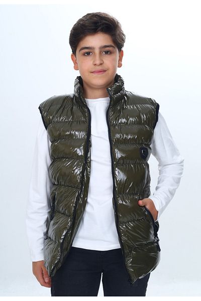 Toontoy Boy's Shiny Vest with Embroidered Chest