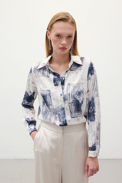 Sateen Patterned Classic Shirt - Gray