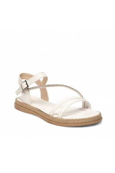 KİNDEP Kindep Lilyum Temo Non-Slip Sole Piping Daily Women's Sandals White