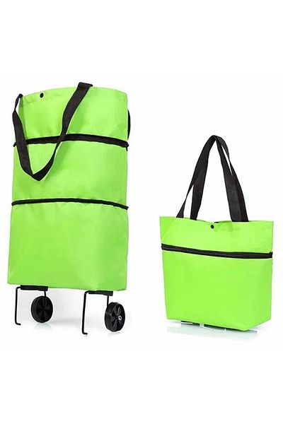 OEM Trolley - shopping bag, 2 Wheels, Foldable, Waterproof, Green - Green