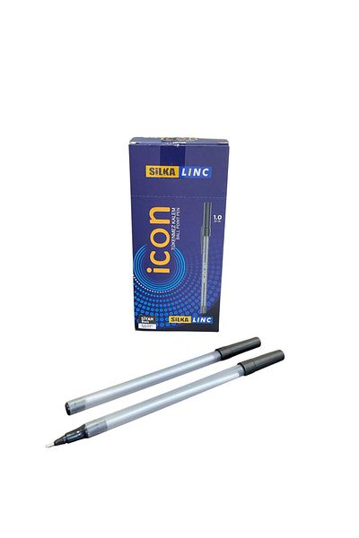 Silka Linc Icon Needle Tip 1.0 mm Ballpoint Pen Black 50 Pcs (1 Pack)