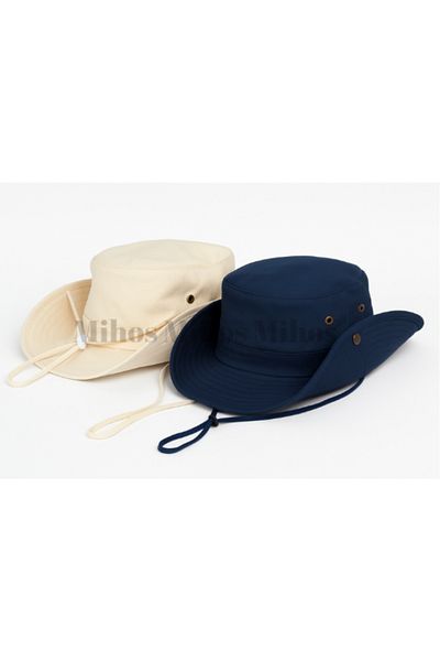 Mihos 2-Piece Safari Hat Beige-Navy Blue – Adjustable, Breathable Fabric, Unisex Summer Hat |