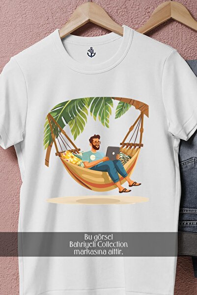 Bahriyeli Collection oversized Μπλουζάκι Unisex με σχέδιο για φορητό υπολογιστή Hamak
