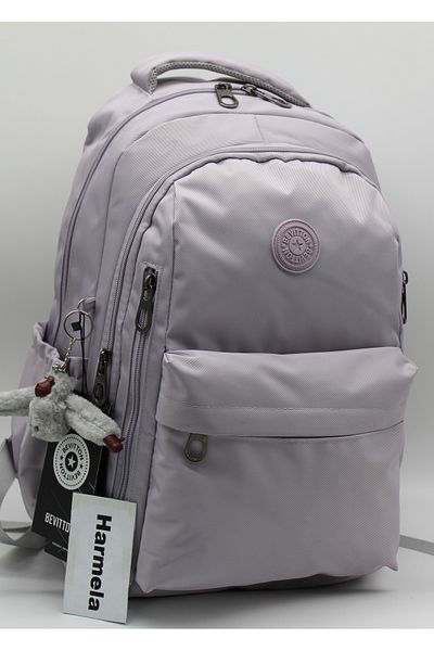 Harmela School Backpack Unisex Water Resistant Fabric School Bag Hrm2500 Light Lavender