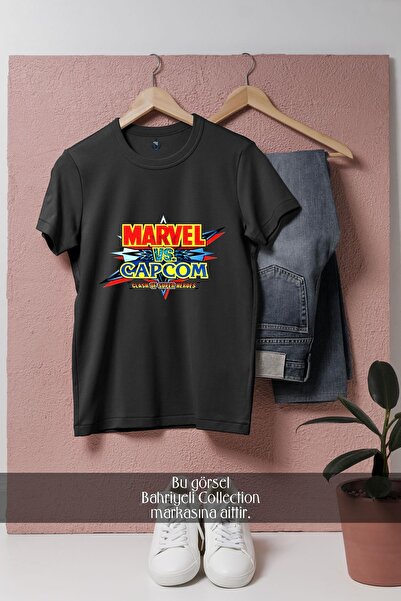 Bahriyeli Collection Tricou unisex supradimensionat cu design Marvel Vs Capcom