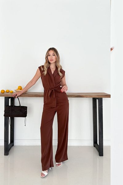 The Robi Linen Fabric Belt Detailed Vest Pant Double Suit