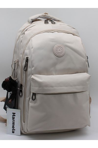 Harmela School Backpack Unisex Water Resistant Fabric School Bag Hrm2500 Beige