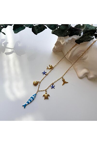 Alice İsstanbul Steel Blue Fish Charm Necklace