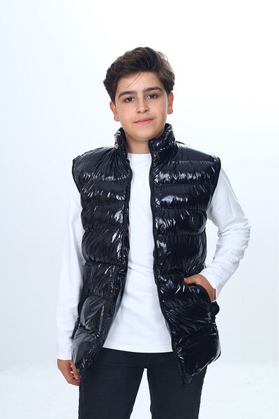 Toontoy Boy's Shiny Vest with Embroidered Chest