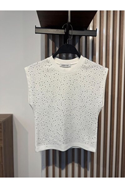 MODA Taş işlemeli kolsuz bluz