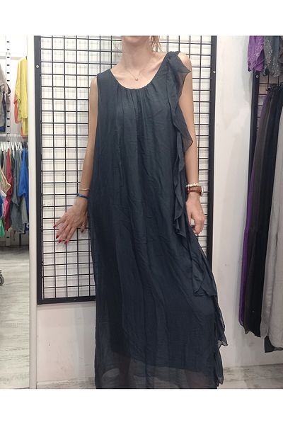Butik Şans Ruffle Detail Zero Sleeve Italian Dress