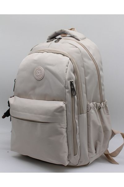 Harmela School Backpack Unisex Water Resistant Fabric School Bag Hrm2500 Beige