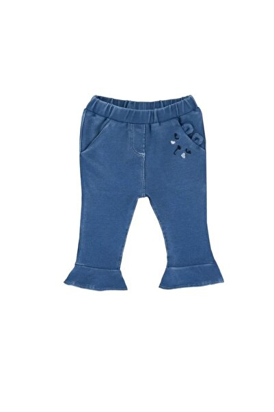 Chicco Girls' blue pants with ruffles and hearts