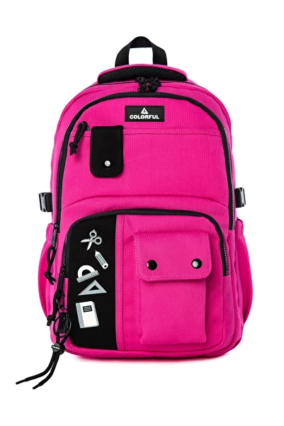 Colorful Roll Backpack Pink - School Bag with Laptop Compartment Elementary School - Middle School - High School