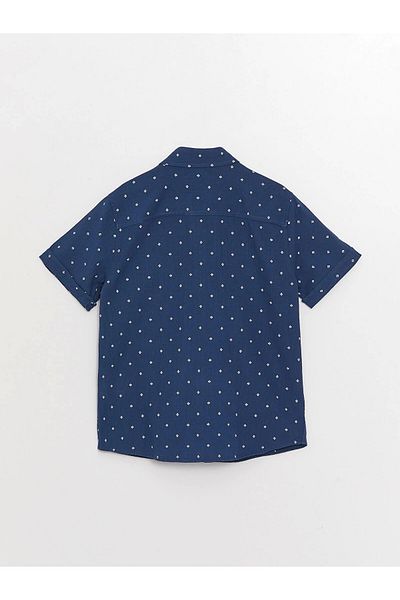 LC Waikiki Lcw Kids Navy Blue Patterned Short Sleeve Boy's Shirt
