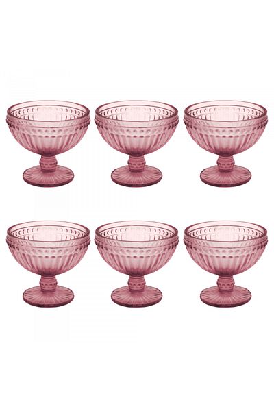 Raki Set of 6 glass bowls, burgundy RAKI OLD SCHOOL for ice cream 12x10cm 350ml