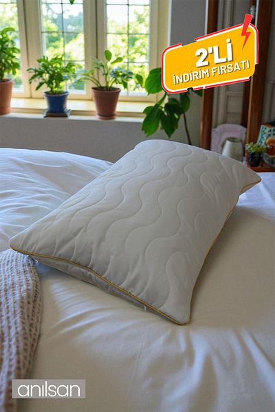 Anılsan 2-Piece Quilted Deluxe Cotton Zippered Pillow Protective Case 50X70 cm