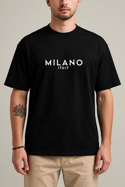 Let's Wear Milano Italian Printed Premium Μαύρο Tshirt για άνδρες