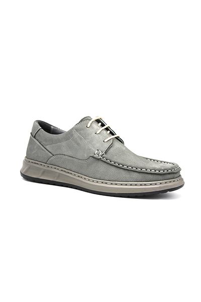 KİNDEP Kindep (Showmen) Genuine Leather Poly Light Sole Lace-Up Men's Comfort Shoes Gray