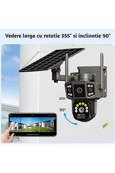 CLAUSTEEL 2in1 M144 Surveillance Camera With Triple View, 4g, Solar Panel, 9800mah,6 Mp