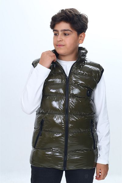 Toontoy Boy's Shiny Vest with Embroidered Chest