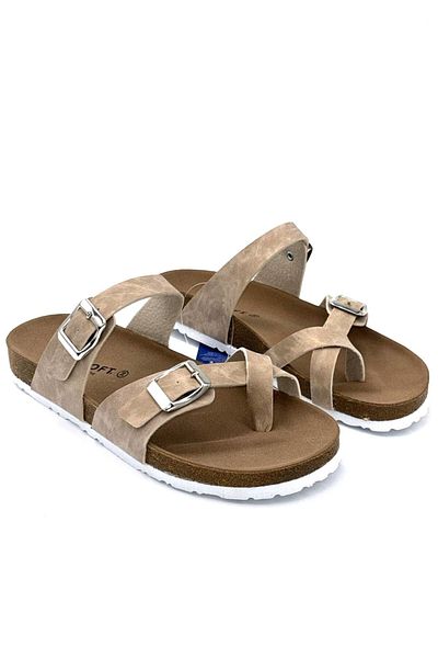 KİNDEP Kindep Fly Soft Thumb S042 Women's Slippers Beige