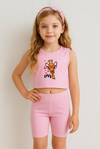 TARZ STİL Set de jambiere pentru fete Premium Giraffe cu imprimeu 23316