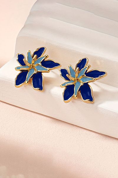 Glaren Double Layer Enamel Flower Women's Earrings