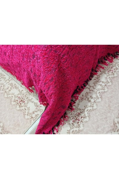 Mandaş Akıllı ip El Dokuma Akriilik ip Tek Kişilik Yatak Örtüsü (160x240)-fuşya