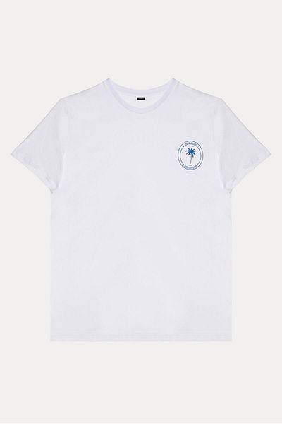 Tudors Men's Slim Fit Slim Fit 100% Cotton Soft Texture Printed White Crew Neck T-Shirt