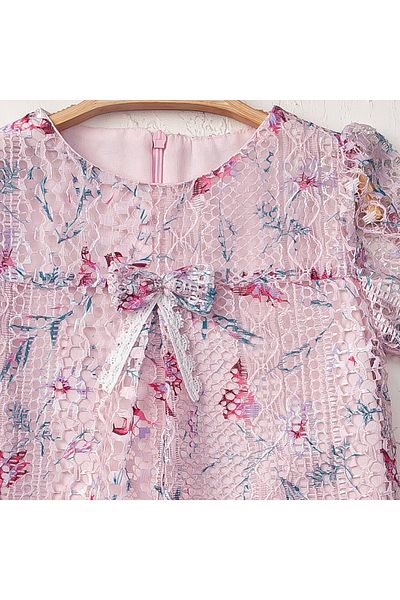 Elayza DIGITAL PRINTED TOWEL LINER COTTON BOW DETAIL DRESS FOR GIRLS 2408