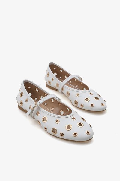 KİNDEP Kindep Nina Single Strap Trock Daily Women's Ballerinas White