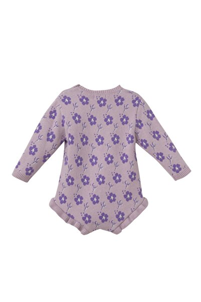 Uludağ Triko Lilac Organic Cotton Floral Jumpsuit Set