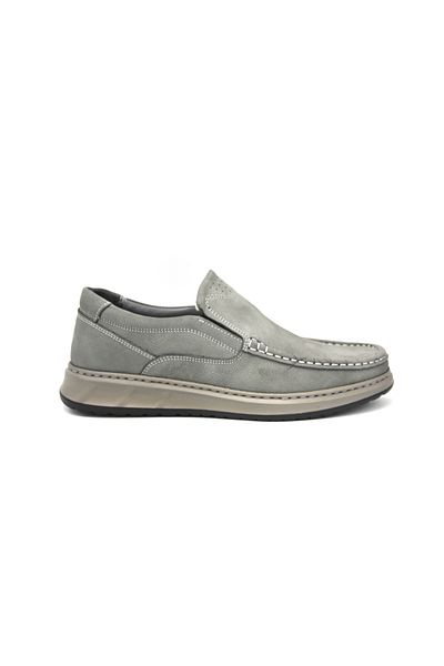 KİNDEP Kindep (Showmen) Genuine Leather Mocosen Poly Light Sole Casual Men's Comfort Shoes Gray
