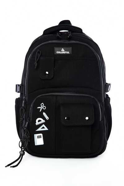 Colorful Roll Backpack Black - School Bag with Laptop Compartment Primary School - Middle School - High School