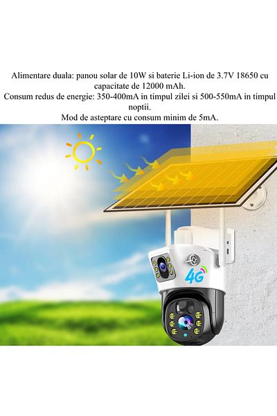 CLAUSTEEL 2in1 Surveillance Camera with Solar Panel10W, 4MP, Portable, Built-in 12000mah, 4G