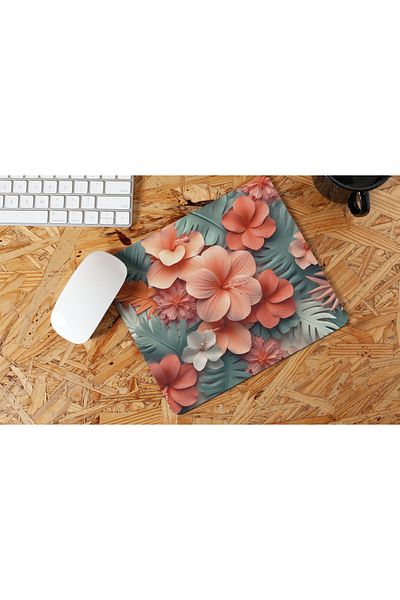 Nino Store Tropical Flower Patterned Colorful Aesthetic Non-Slip Based Office Mouse Pad |   Gift Product