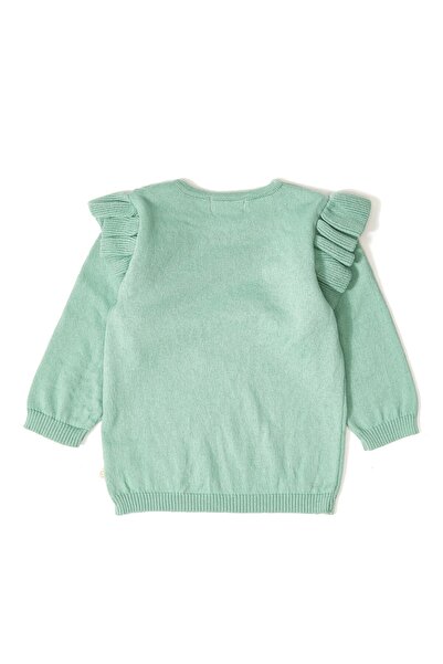 Uludağ Triko Green Organic Cotton Heart Patterned Knitwear Baby Girl Double Set