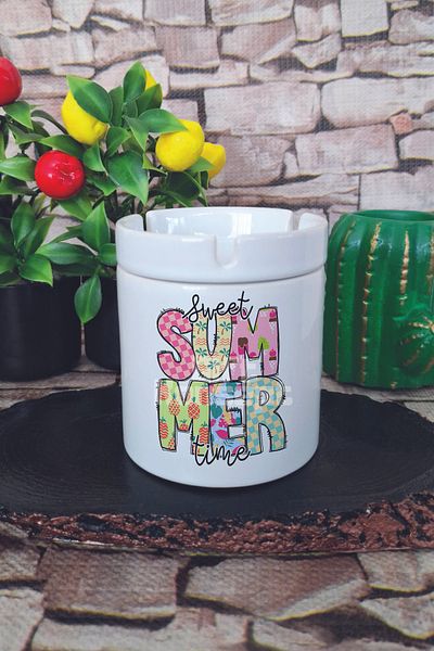 giftkonsept Sweet Summer Time Καλοκαιρινό θεματικό εμπριμέ κεραμικό καπάκι άοσμο τασάκι